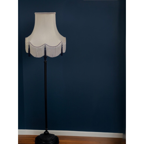 Cream and Blue Scalloped Fabric Lampshades