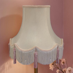 Cream and Pink Scalloped Fabric Lampshades