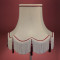 Cream and Burgundy Tassled Rope Scalloped Fabric Lampshades