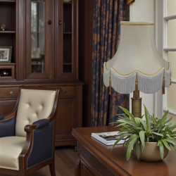 Cream and Gold Tassled Rope Scalloped Fabric Lampshades