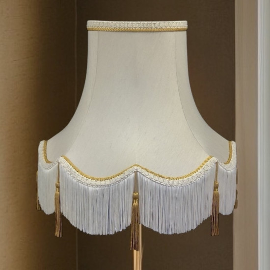 Cream and Gold Tassled Rope Scalloped Fabric Lampshades