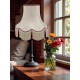 Cream and Burgundy Rope Braid Scalloped Fabric Lampshade