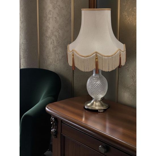 Cream and Gold Rope Scalloped Fabric Lampshade