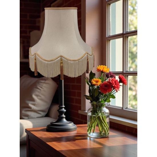 Cream and Gold Rope Scalloped Fabric Lampshade