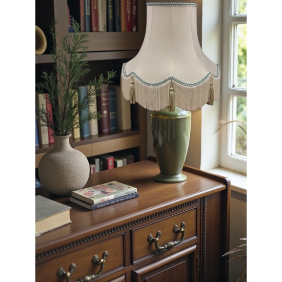 Cream and Light Green Rope Scalloped Fabric Lampshade