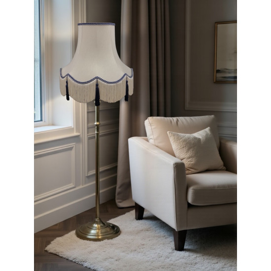 Cream and Navy Blue Rope Scalloped Fabric Lampshade