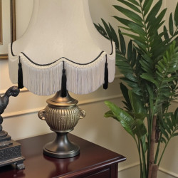Cream and Black Rope Scalloped Fabric Lampshades