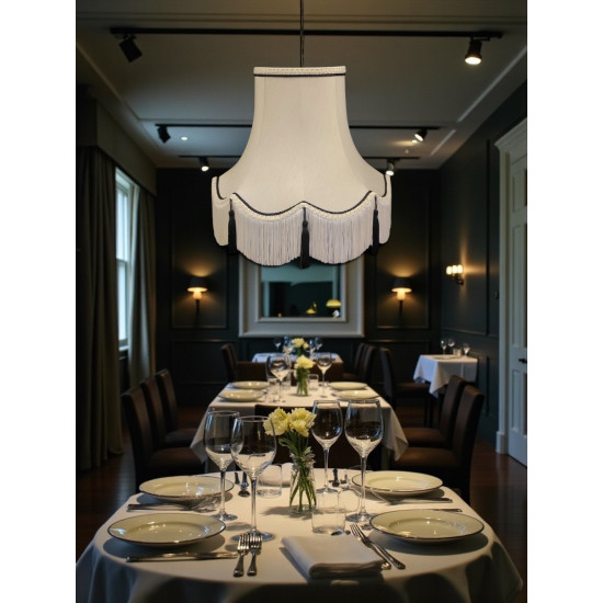 Cream and Black Rope Scalloped Fabric Lampshades