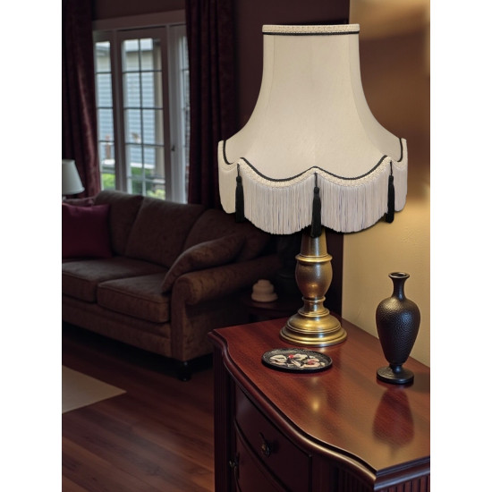 Cream and Black Rope Scalloped Fabric Lampshades