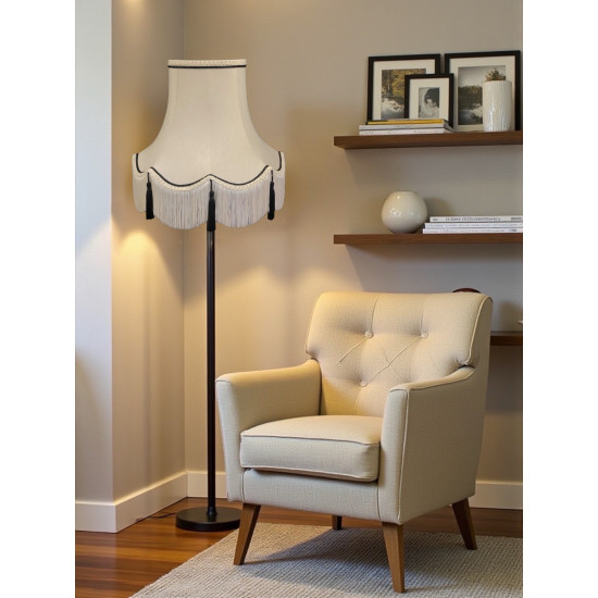 Cream and Black Rope Scalloped Fabric Lampshades