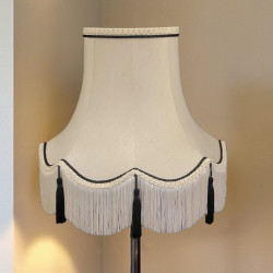 Cream and Black Rope Scalloped Fabric Lampshades
