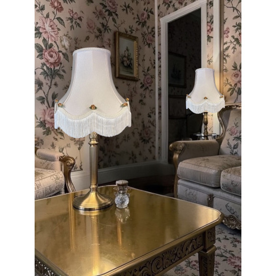 Cream and Gold Rose Scalloped Fabric Lampshades