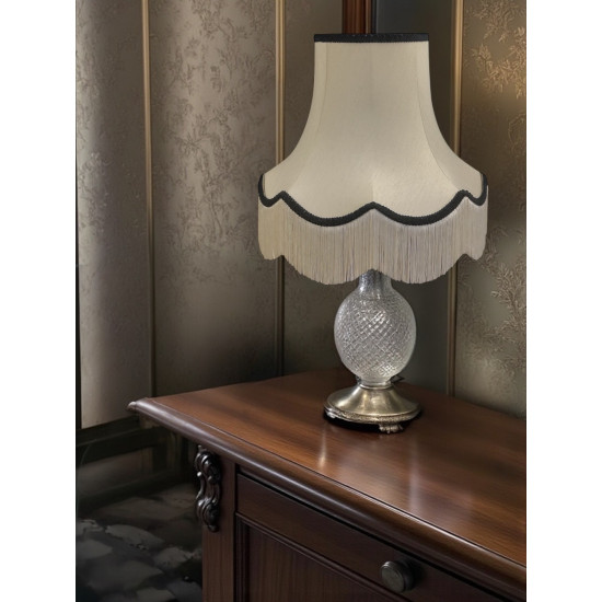 Cream and Black Scalloped Fabric Lampshades