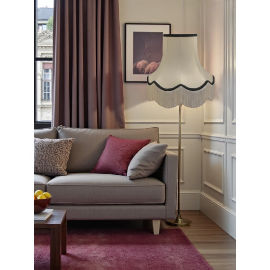 Cream and Black Scalloped Fabric Lampshades