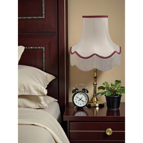 Cream and Burgundy Scalloped Fabric Lampshades