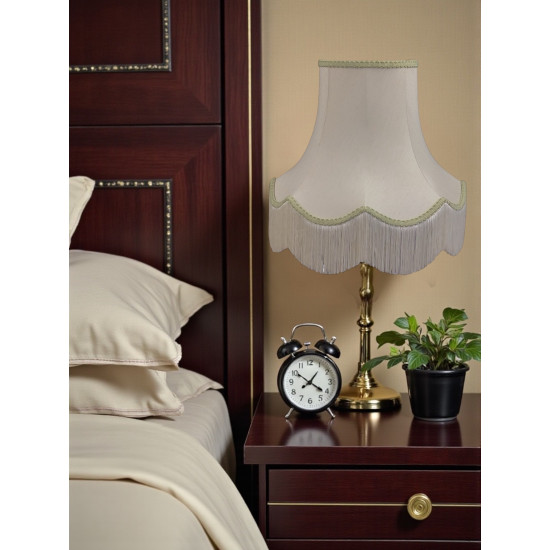 Cream and Light Green Scalloped Fabric Lampshades