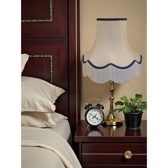 Cream and Navy Blue Scalloped Fabric Lampshades