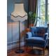 Cream and Navy Blue Scalloped Fabric Lampshades