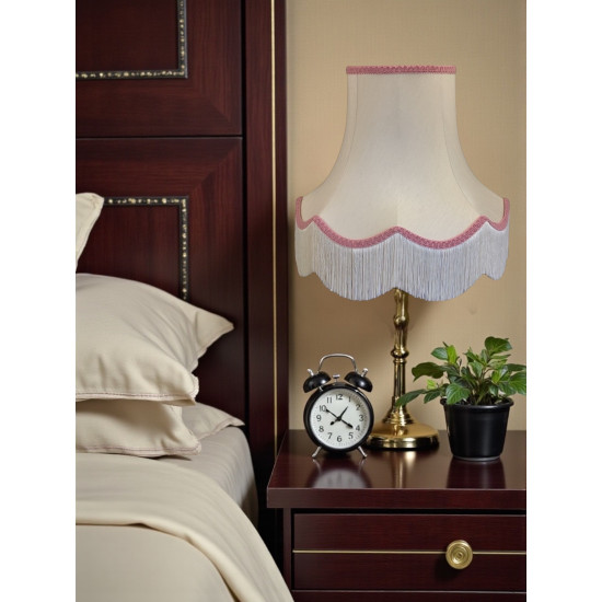 Cream and Pink Scalloped Fabric Lampshades