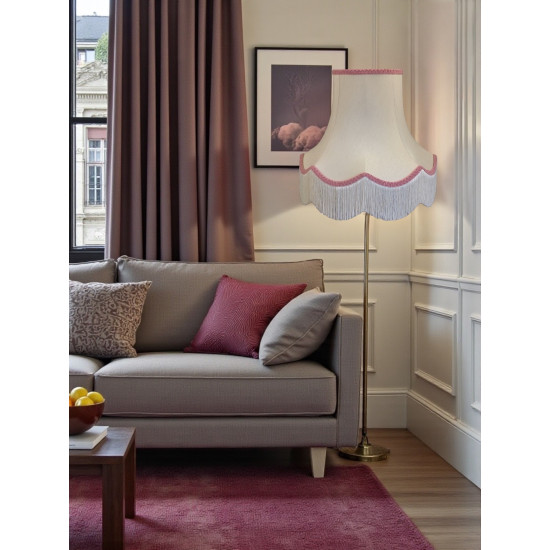 Cream and Pink Scalloped Fabric Lampshades