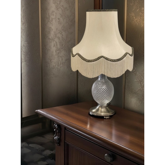 Cream and Black / Gold Scalloped Fabric Lampshades
