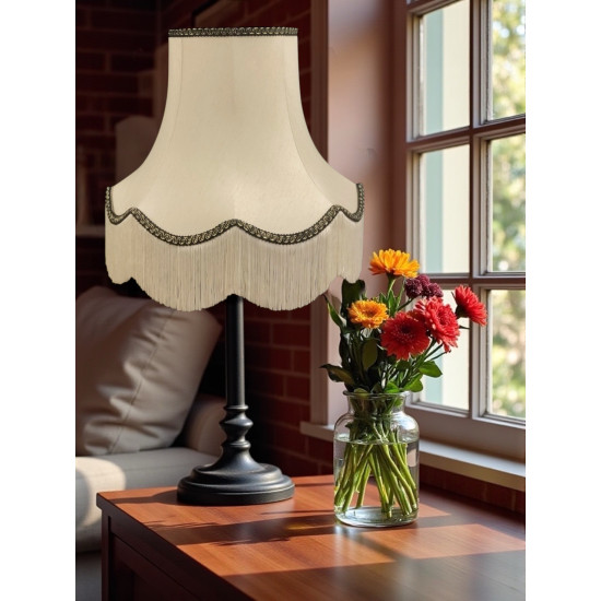 Cream and Black / Gold Scalloped Fabric Lampshades
