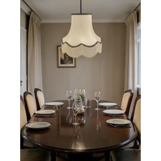 Cream and Black / Gold Scalloped Fabric Lampshades