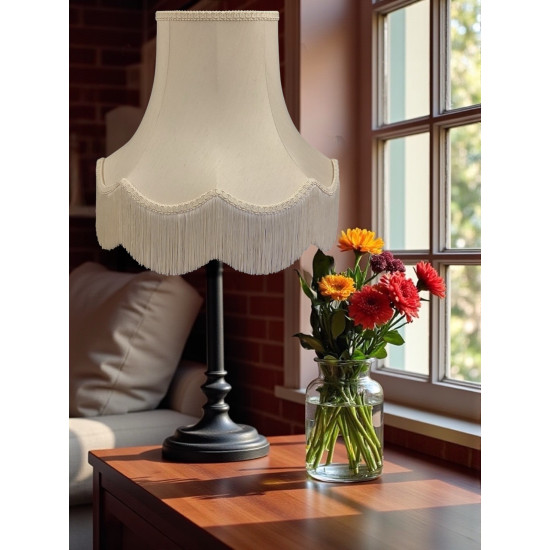 Cream Fabric Scalloped Lampshades