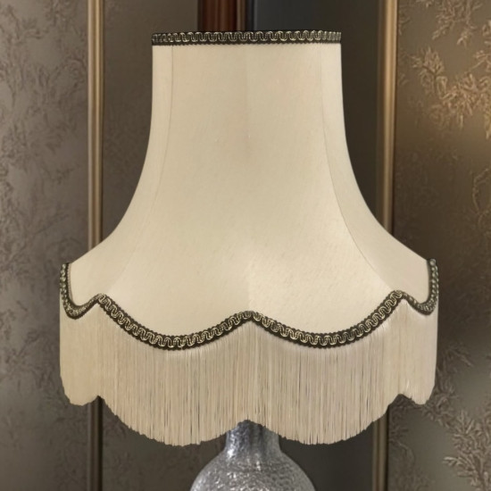 Cream and Black / Gold Scalloped Fabric Lampshades