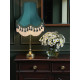 Dark Green and Cream Tassel Scalloped Fabric Lampshades