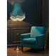 Dark Green and Cream Tassel Scalloped Fabric Lampshades