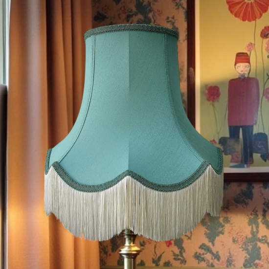 Duck Egg Blue Fabric Scalloped Lampshades
