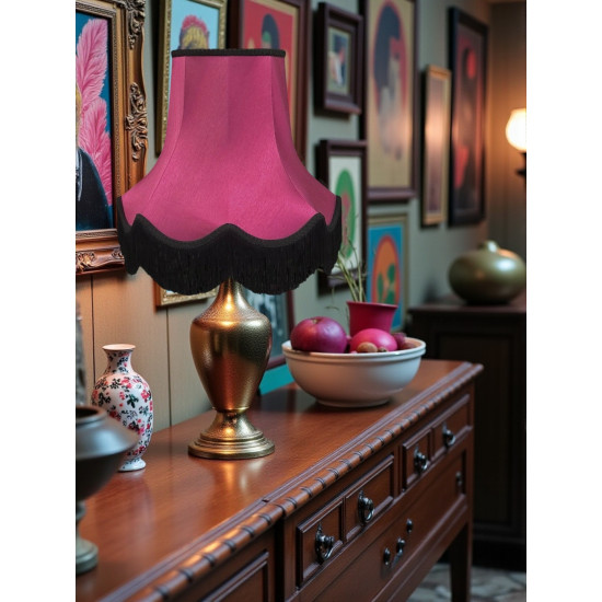 Fuchsia Pink and Black Fabric Lampshades