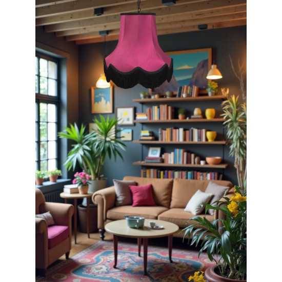 Fuchsia Pink and Black Fabric Lampshades
