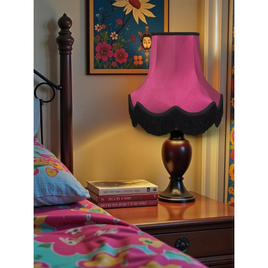 Fuchsia Pink and Black Fabric Lampshades