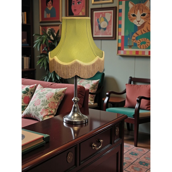 Olive Green and Gold Fabric Lampshades