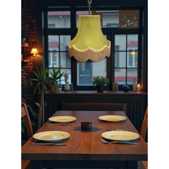 Olive Green and Gold Fabric Lampshades
