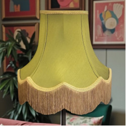 Olive Green and Gold Fabric Lampshades
