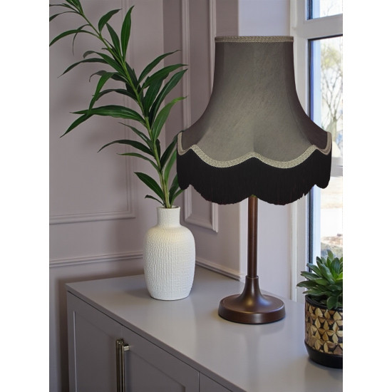 Pewter Grey and Black Fabric Lampshade