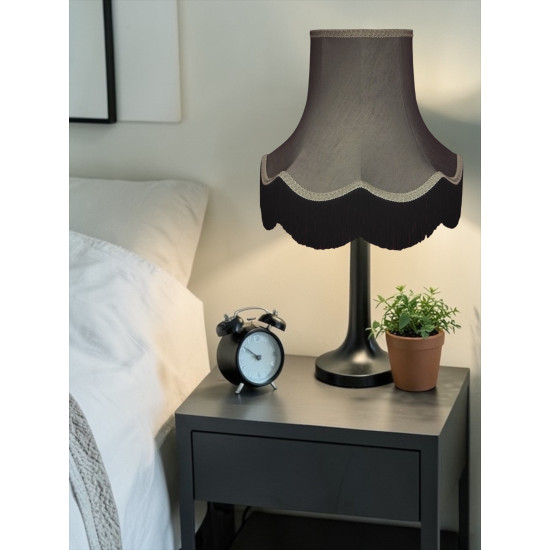 Pewter Grey and Black Fabric Lampshade