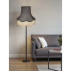 Pewter Grey and Black / Gold Fabric Lampshade