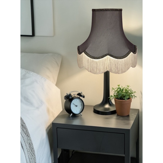 Pewter Grey and Black / Gold Fabric Lampshade