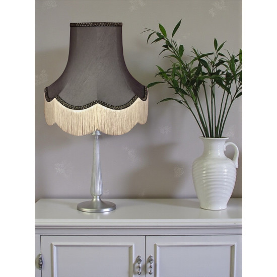 Pewter Grey and Black / Gold Fabric Lampshade
