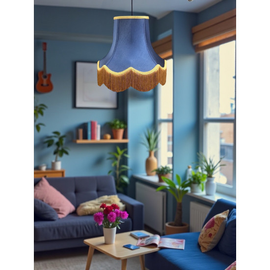 Navy Blue and Gold Fabric Lampshades