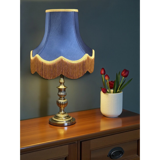 Navy Blue and Gold Fabric Lampshades