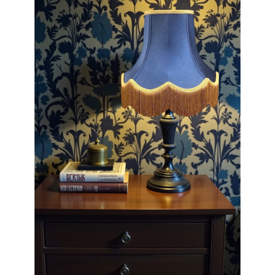 Navy Blue and Gold Fabric Lampshades