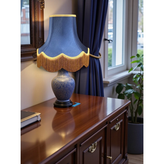 Navy Blue and Gold Fabric Lampshades