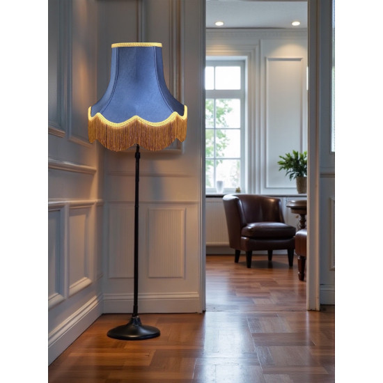 Navy Blue and Gold Fabric Lampshades