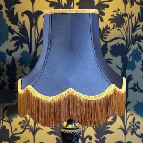 Navy Blue and Gold Fabric Lampshades