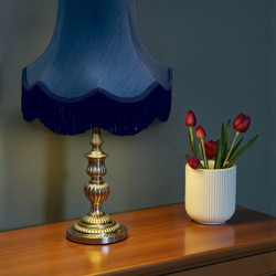 Navy Blue and Black Fabric Lampshade